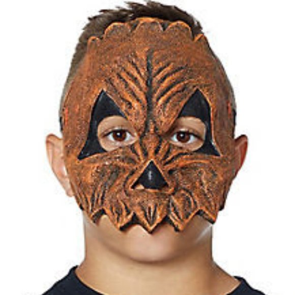 Scary Pumpkin Half Mask Child Size - Picture 1 of 5